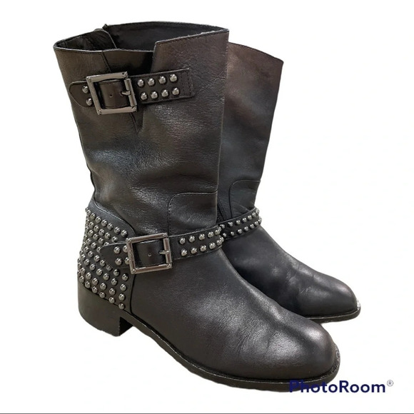 Vince Camuto Signature WARIS Moto Boots BLACK GUNMETAL - Picture 12 of 13